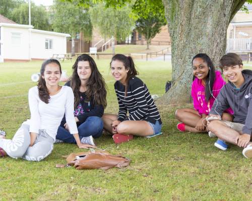 Enjoying the weather at the language school in Devon